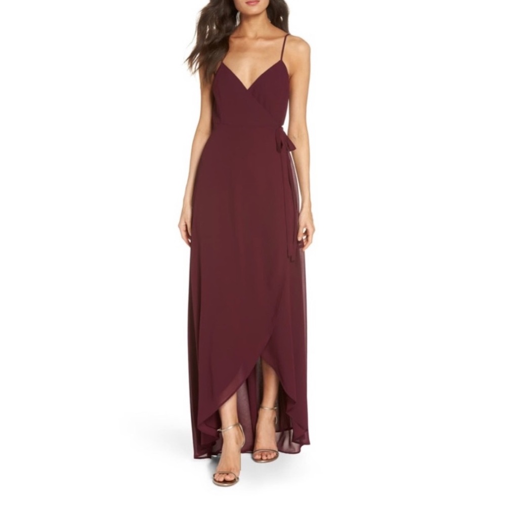 Show Me Your Mumu NWT Mariah Wrap Dress Merlot Chiffon Women’s XS